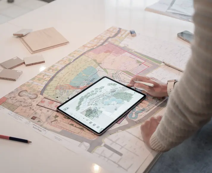 Conception d’un projet d’aménagement de camping sur plans et tablette par Polymidi